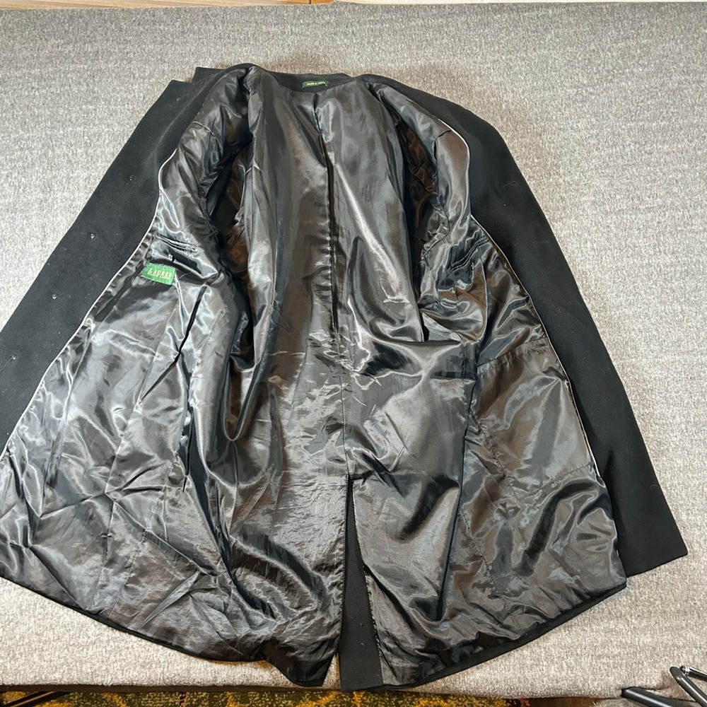 Ralph Lauren Mens Black Wool Blend Overcoat Size 42R Classic Business - Picture 2 of 9